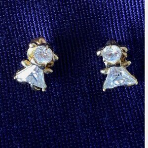 Small Clear Rhinestones Angel Earrings